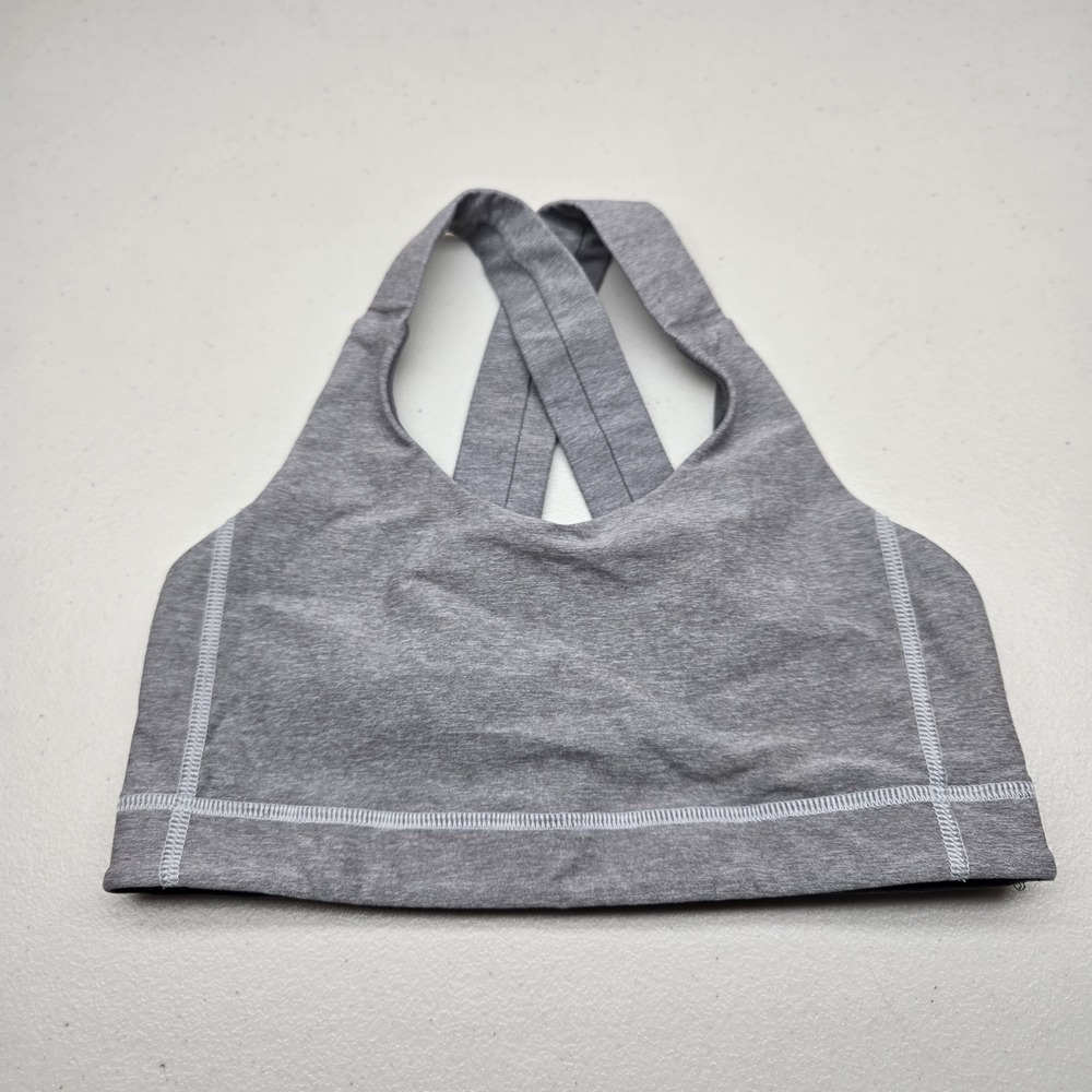 Lululemon Women Sports Bra 6 Gray Energy Wireless Jersey Racerback READ